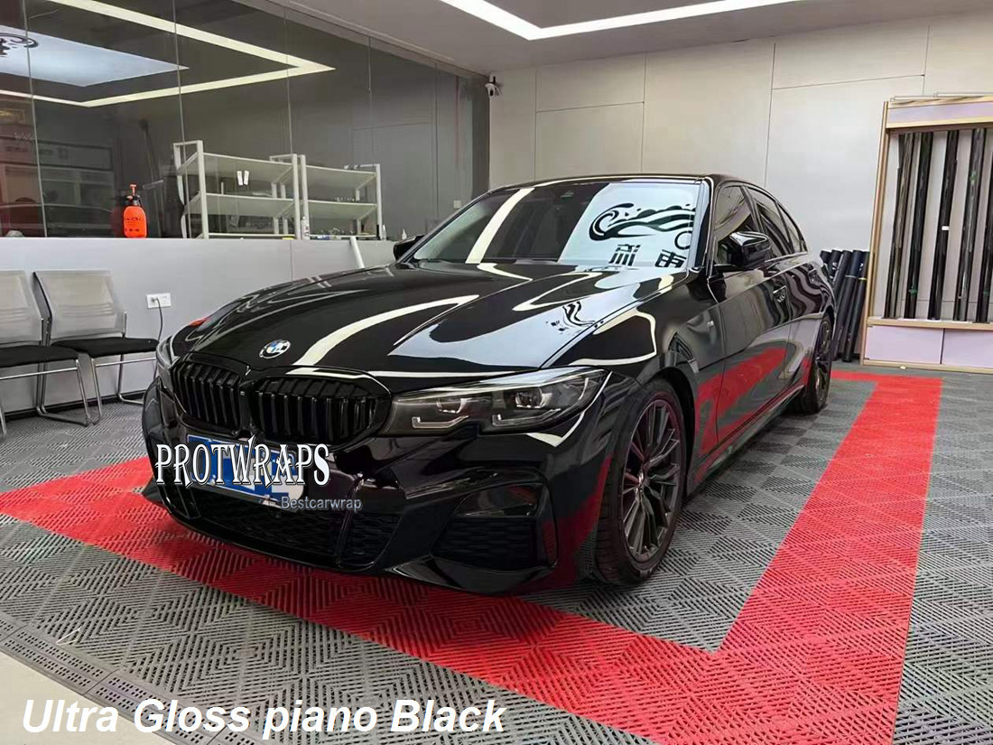 Piano Gloss black Vinyl wrap FOR Car Wrap with air Bubble Free vehicle wrap covering foil With Low tack glue 3M quality 1.52x20m 5x67ft