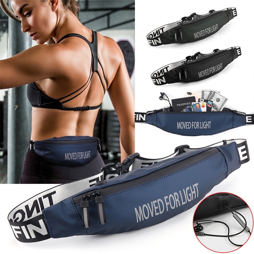 Waist Bags Ship in 24h Unsex Fanny Pack Black Waterproof Money Belt Bag Men Women Sports Travel Wallet Belt Male Waist Bags Case for Phone 220905