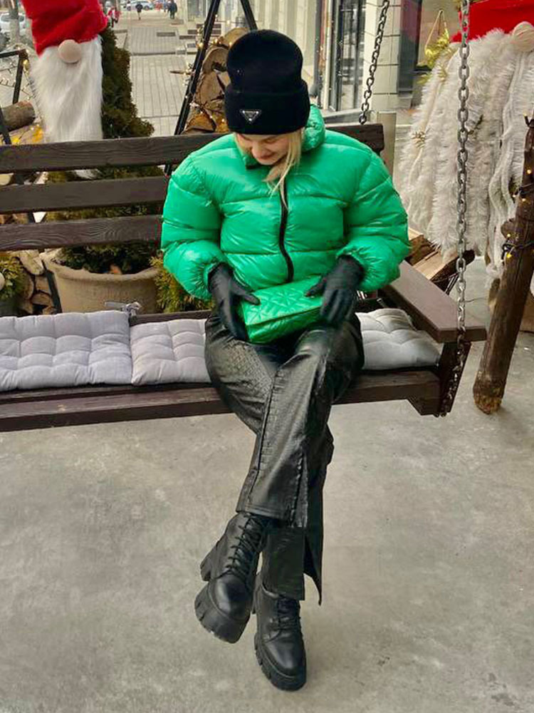 Womens Down Parkas Arrival Womens Fall Winter Warm Thicken Chic Green Parkas Casual Stand Collar Long Sleeve Solid Parka Coat 220902wtt