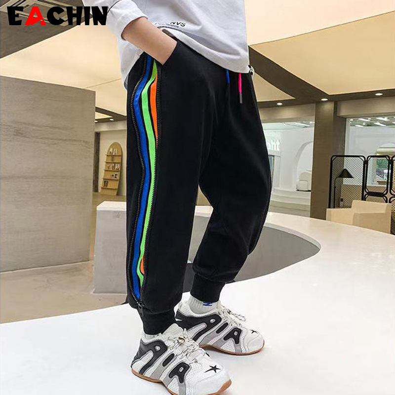 Trousers EACHIN Boys Pants Fashion Striped Trend Sport Casual Pants Spring Fall Teenage Cotton Sweatpants Boy Harem Pants Kids Bottoms 220905