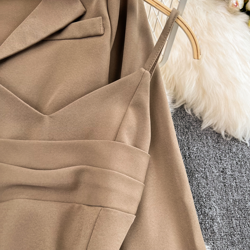 High level sensation Street two-piece suit dress womens spring and autumn new fashion high waisted short coat suspender