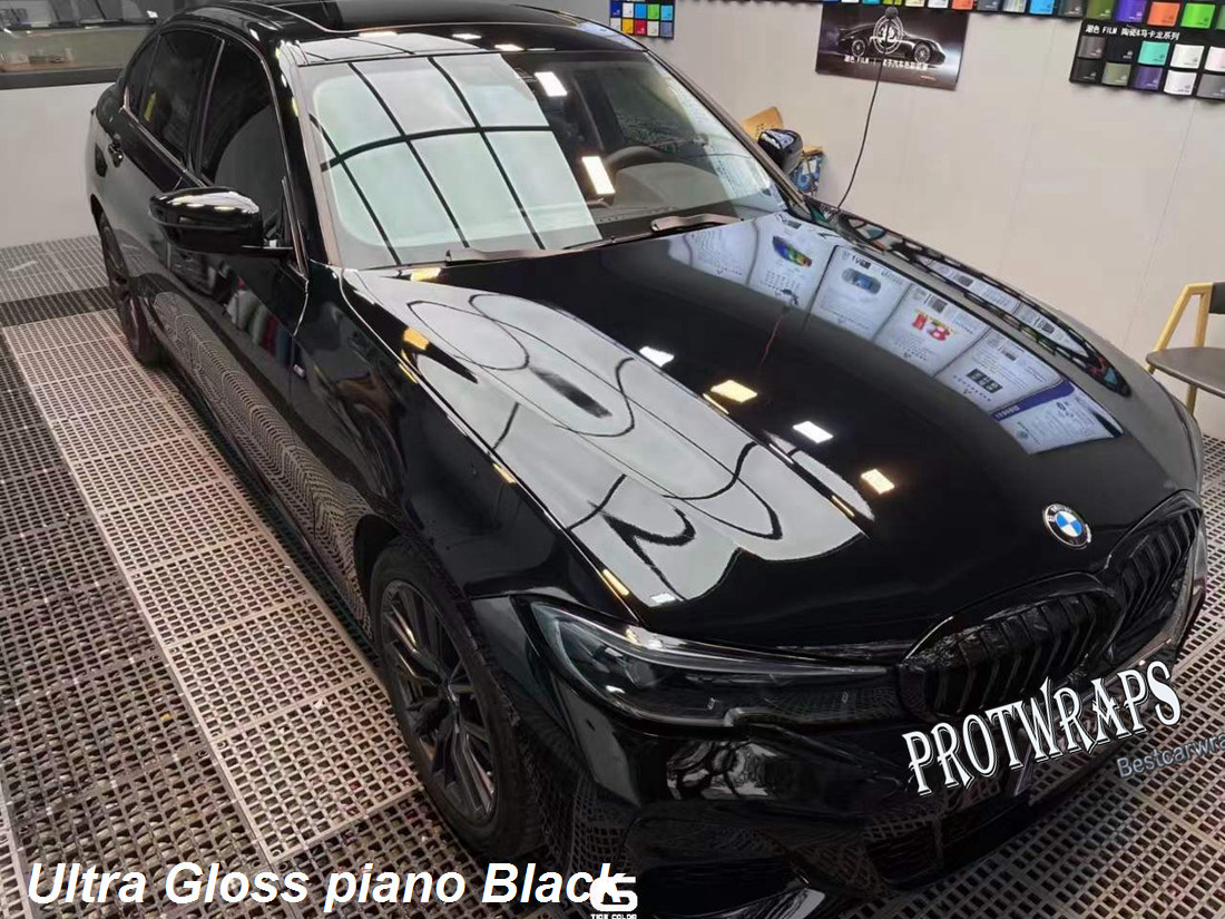Piano Gloss black Vinyl wrap FOR Car Wrap with air Bubble Free vehicle wrap covering foil With Low tack glue 3M quality 1.52x20m 5x67ft