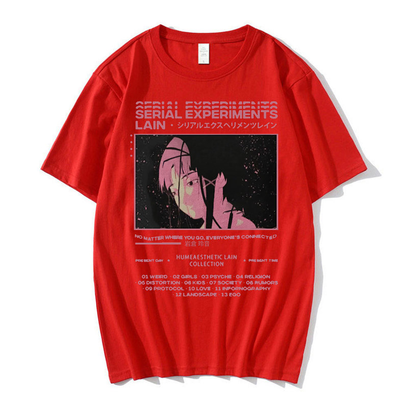 Men's T Shirts Anime Serial Experiments Lain Oversized T-Shirt Men Graphic T Shirts Unisex Iwakura Manga Girl Sci Fi Short Sleeve Tee Shirt 22090