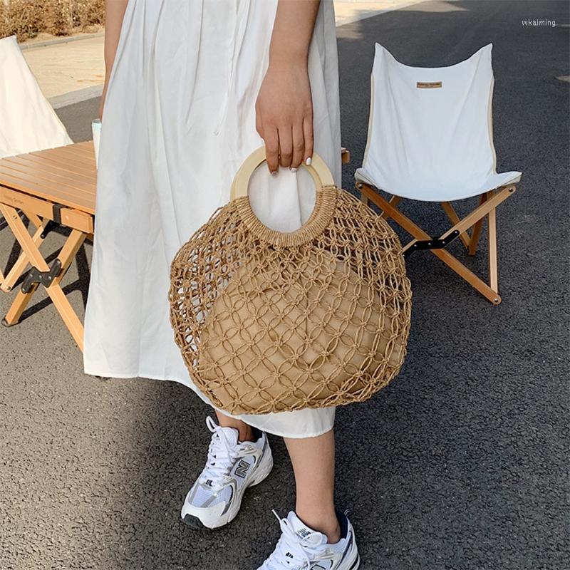 Duffel Bags Womens Beach Handwoven Straw Handbag With Top Round Handle Hollow Out Crochet Fishing Net Travel Shopping Drawstring Tote Bag, Khaki
Duffel Bags Womens Beach Handwoven Straw Handbag With Top Round Handle Hollow Out Crochet Fishing Net Travel Shopping Drawstring Tote Bag, Khaki