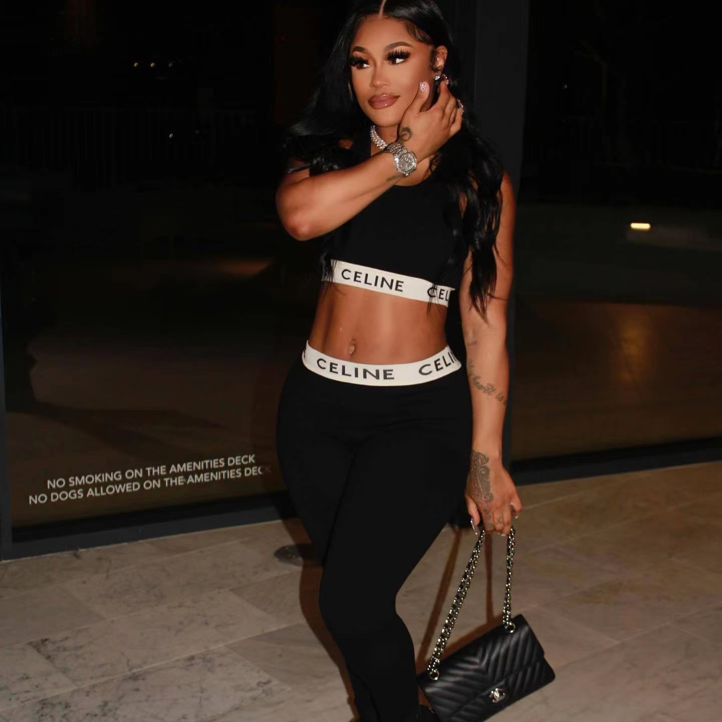 Women Caual Two Piece Sets Plus Szie Tank Crop Pant Set Famous Designer Letter Print Leggings Outfits Tracksuit, Black
Women Caual Two Piece Sets Plus Szie Tank Crop Pant Set Famous Designer Letter Print Leggings Outfits Tracksuit, Black