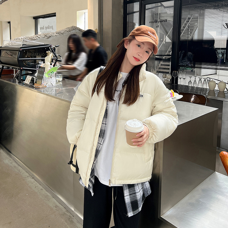 Womens Down Parkas GRELLER Korean Style Women Winter Puffer Jacket Loose Oversized Solid Stand Collar Female Cotton Padded Warm Coat Parkas Clothes 22