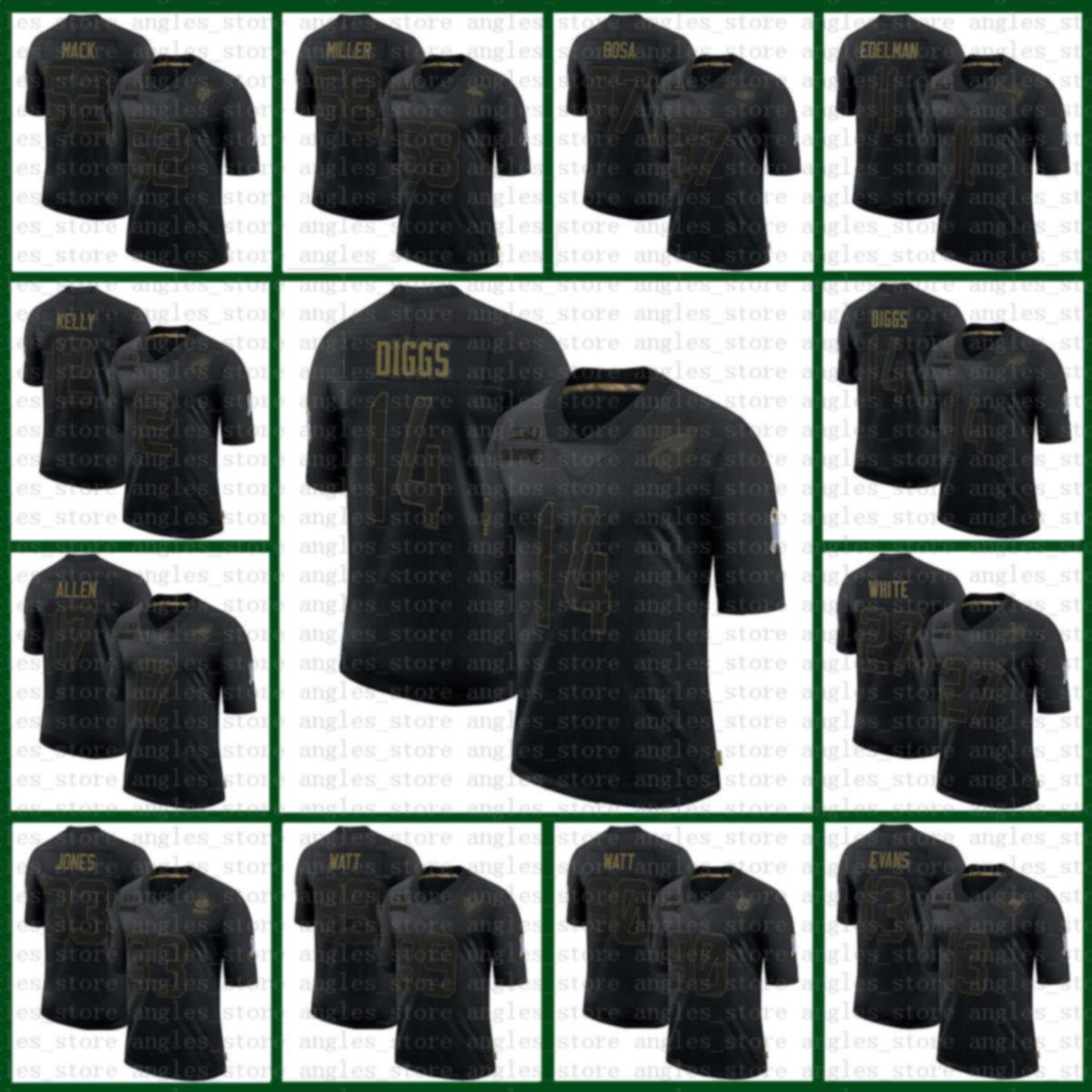 College Wear G142 2020 Black Salute To Service 14 Stefon Diggs Jersey Buffalo Mens Bill Women Youth Patrick Mahomes Josh Allen Tom Brady Aar