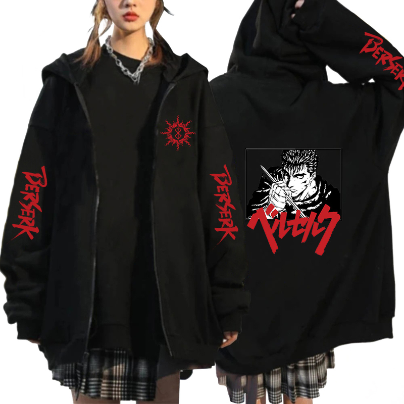 Men's Hoodies Sweatshirts Autumn Winter Zip Coat Hoodie Fashion Sweatshirt Harajuku Anime Berserk Cool Loog Sleeve Men Women Jackets Clothes Hara