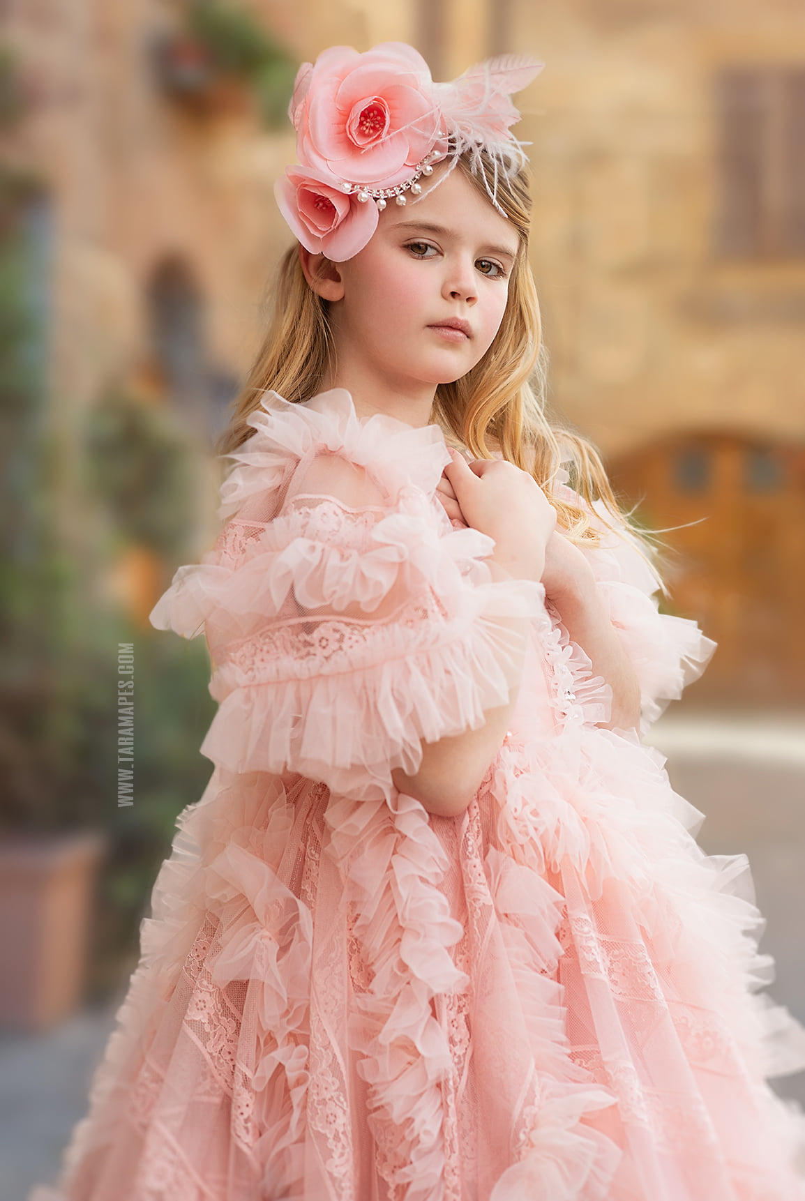 Boho Pink Ruffles Flower Girl Dresses For Wedding Lace Long Paty Birthday Pageant Gowns For Photoshoot First Communion Dress