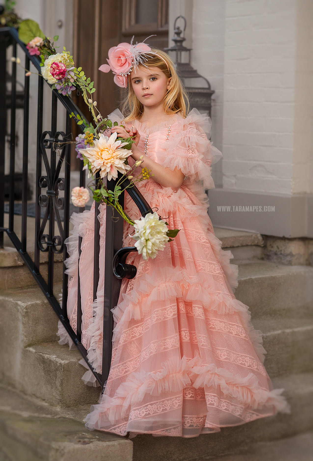 Boho Pink Ruffles Flower Girl Dresses For Wedding Lace Long Paty Birthday Pageant Gowns For Photoshoot First Communion Dress