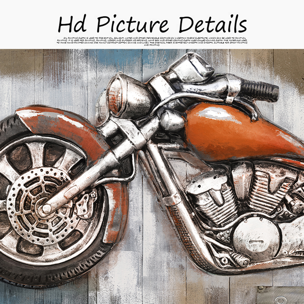Abstract 3D Retro Motorcycle Oil Painting Printed On Canvas Motor Posters And Prints Wall Art Picture For Home Decoration
