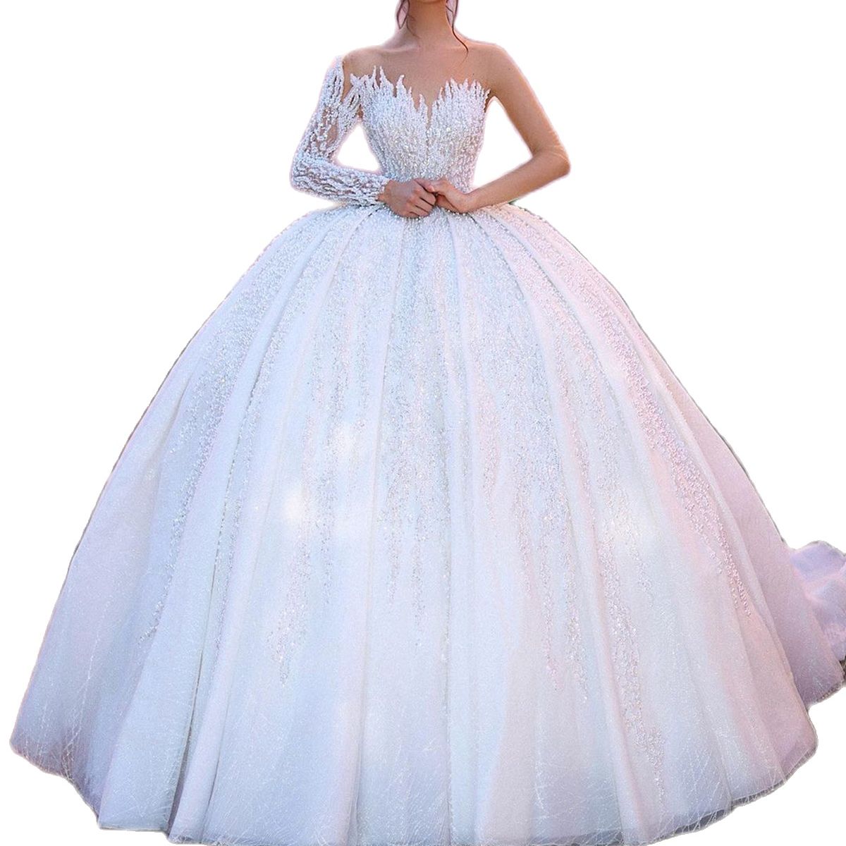 Exquisite One Shoulder Women Wedding Dress Shiny Custom Made Beads Lace Ball Gown Floor Length Bridal Dresses Plus Size