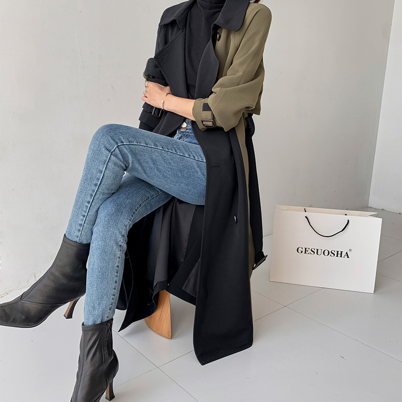 Women's Trench Coats European American Top Quality Autumn spring Trench Coat women Long Coat Simple Chic Classic Female Windbreaker FY112 220906