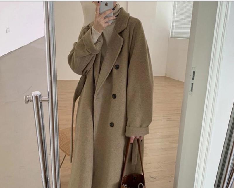 Women's Wool Blends Woolen coat female medium length small temperament woolen coat 220906