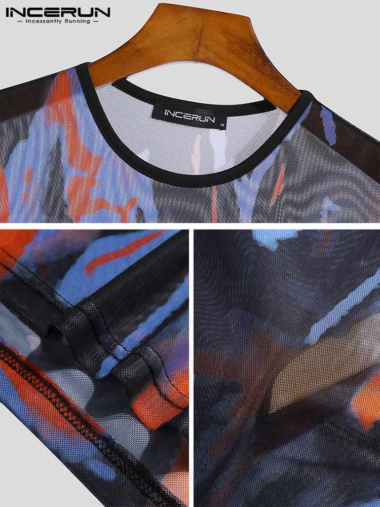 Men's T-Shirts INCERUN Tops American Style Men Sexy Leisure Camiseta Fashion Casual Male Printing Long Sleeve T-Shirts S-5XL 220906