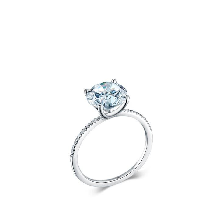 Classical 4 Claw Wedding Rings Simple Fashion Jewelry Pure 100% 925 Sterling Silver Round Cut Moissanite CZ Diamond Gemstones Eternity Women Engagemen