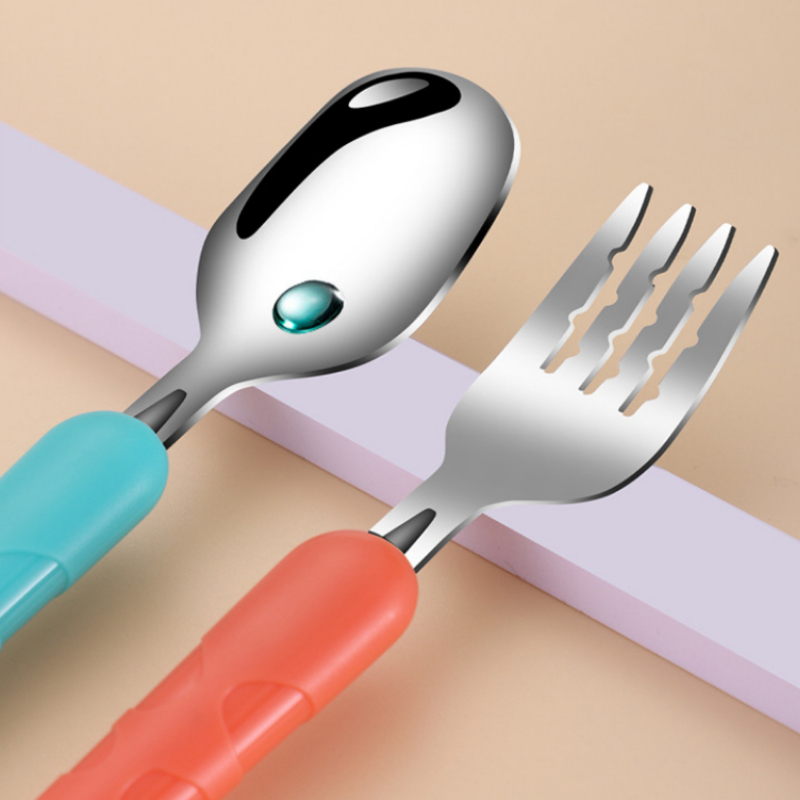 Cups Dishes Utensils Giraffe Infant Food Feeding Spoon Fork Baby Tableware Set Stainless Steel Toddler Dinnerware Cutlery Children Utensil Gadgets 220