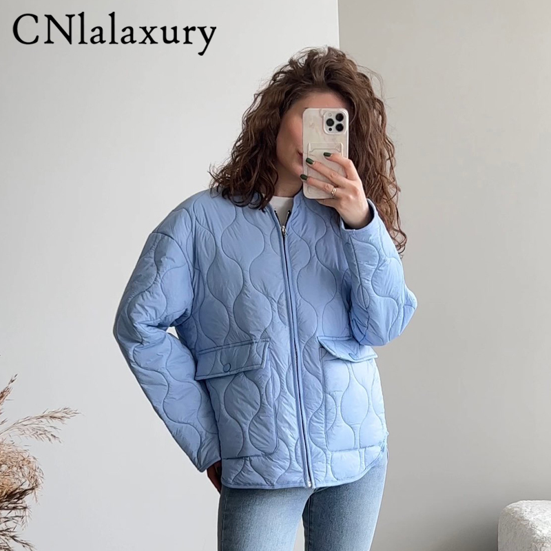 Women's Down Parkas CNlalaxury Spring Autumn Women Jackets Thin Parkas Oversize Vintage Long Sleeve Coat femme Chic Outwear 220906