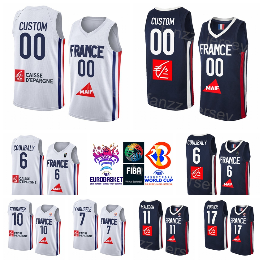 Print National Team Basketball France Jersey 2022 EuroBasket 7 Guerschon Yabusele Evan Fournier Rudy Gobert Vincent Poirier Thomas Heurtel Elie Okobo Navy White
Print National Team Basketball France Jersey 2022 EuroBasket 7 Guerschon Yabusele Evan Fournier Rudy Gobert Vincent Poirier Thomas Heurtel Elie Okobo Navy White