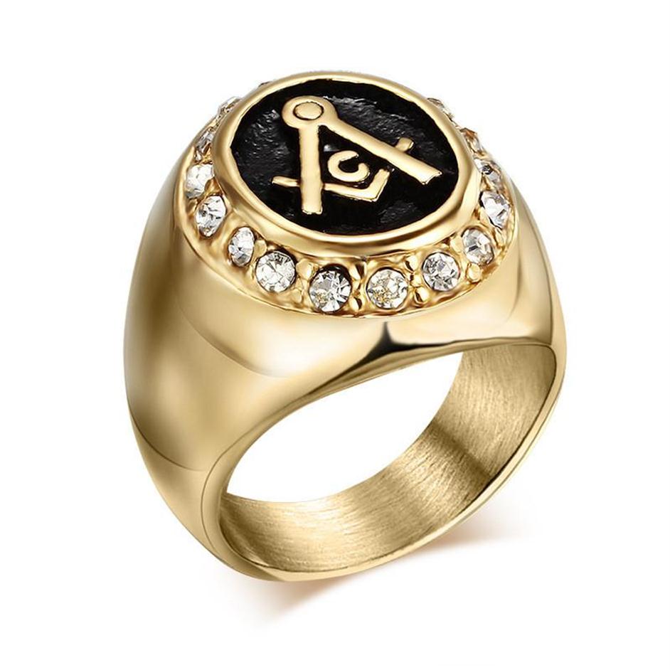 mason Ring Men's Masonic Stainless Steel 316L Vintage Gold Color Crystal Mason Signet Finger Jewelry AG Cluster Rings3032
mason Ring Men's Masonic Stainless Steel 316L Vintage Gold Color Crystal Mason Signet Finger Jewelry AG Cluster Rings3032