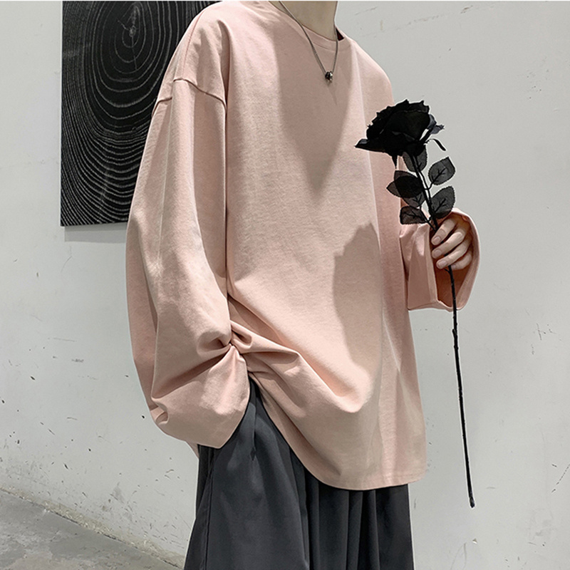 Men's T-Shirts Loose Sweatshirts Men Solid T Shirt Neutral Streetwear Fashion Women Korean Clothes Cotton Pullover Long Sleeve T-shirts Man 22090