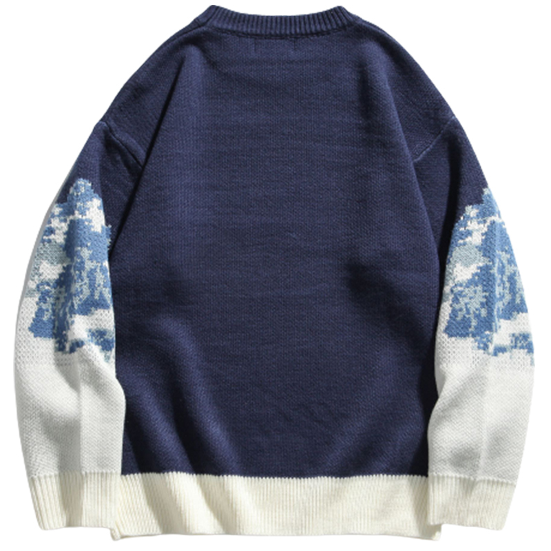 Men's Sweaters Snow Mountain Knitted Sweater Men Streetwear Hip Hop Harajuku Pullover Knitwear Tops Winter Fashion Jumper Vintage Sweaters 220906