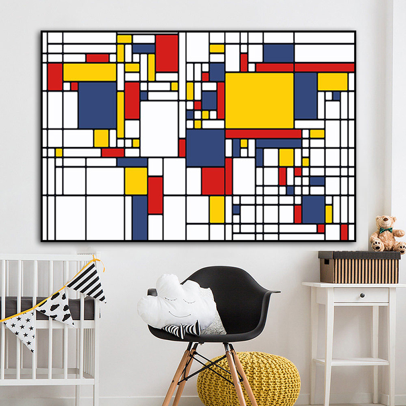 Canvas Painting Piet Cornelies Mondrian Abstract Posters and Prints Wall Art Modern Picture for Grid Living Room Decor Cuadros