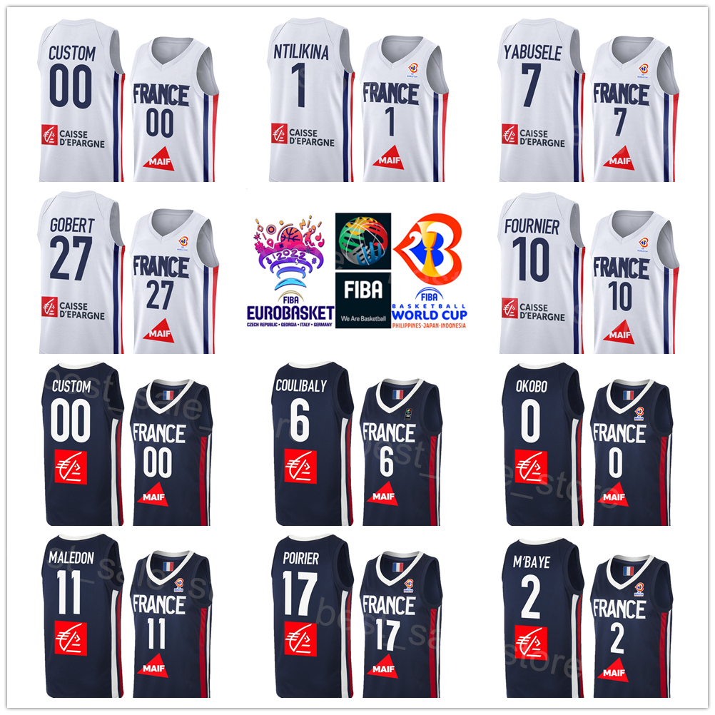 Print France 2022 EuroBasket Basketball 2 Amath MBaye Jersey 32 Victor Wembanyama 3 Luwawu-Cabarrot 11 Theo Maledon 1 Frank Ntilikina Terry Tarpey National Team, Navy blue