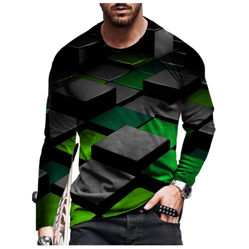 Men's T-Shirts summer hip-hop men's 3D T-shirt cartoon printing three-dimensional pattern long-sleeved casual fashion sports 220906