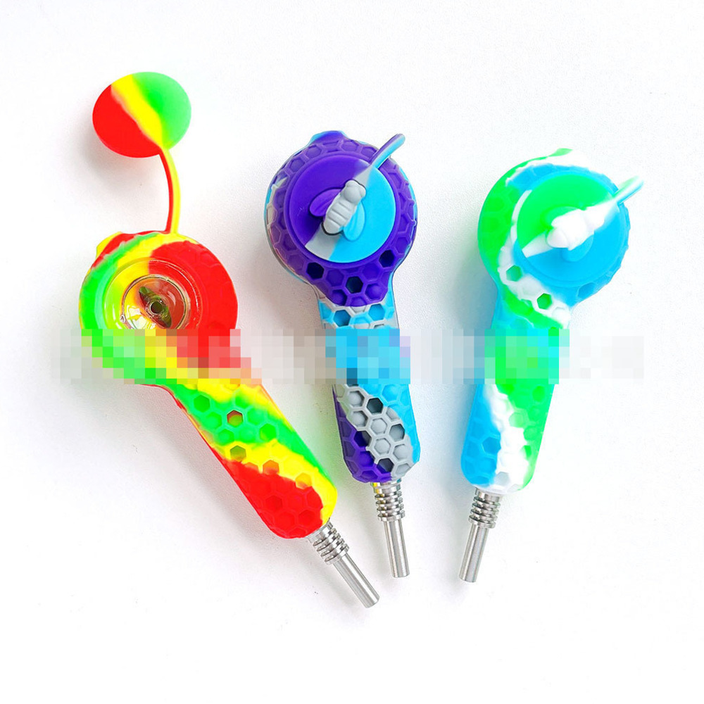 Bee-Hive Silicone Smoking Accessories Nector Collector Hand Pipe With Titanium Nail Assorted Colors NC Tobacco Pipe
Bee-Hive Silicone Smoking Accessories Nector Collector Hand Pipe With Titanium Nail Assorted Colors NC Tobacco Pipe