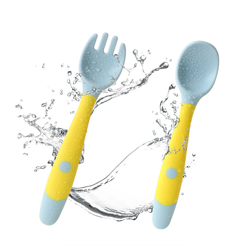 Cups Dishes Utensils Baby Children Spoon Fork Set Soft Bendable Silicone Scoop Kit Tableware Toddler Training Feeding Cutlery Utensil 220906