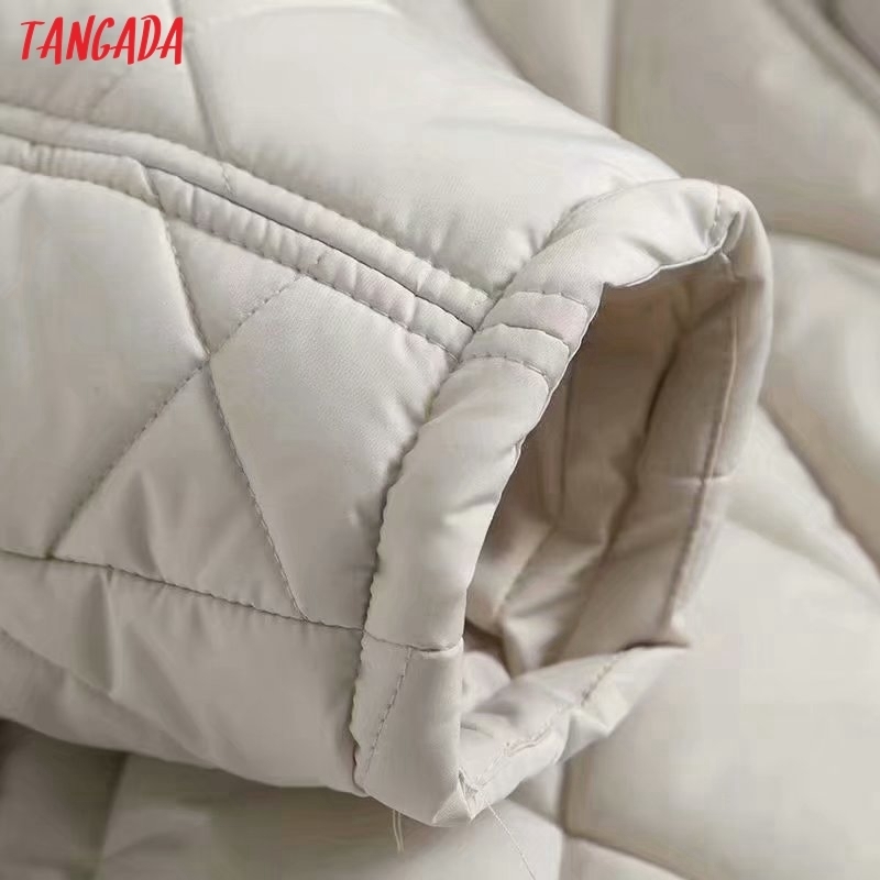 Women's Down Parkas Tangada Women Beige Oversize Long Hood Parkas Autumn Winter Long Sleeve Buttons Pockets Female Warm Coat 6W02 220906