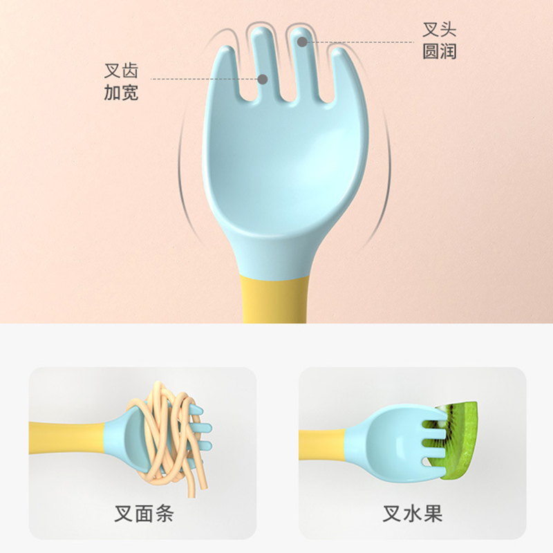 Cups Dishes Utensils Baby Children Spoon Fork Set Soft Bendable Silicone Scoop Kit Tableware Toddler Training Feeding Cutlery Utensil 220906