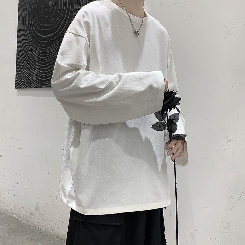 Men's T-Shirts Loose Sweatshirts Men Solid T Shirt Neutral Streetwear Fashion Women Korean Clothes Cotton Pullover Long Sleeve T-shirts Man 22090
