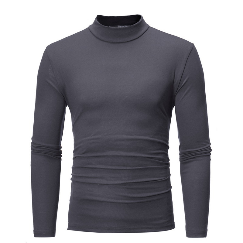 Men's T-Shirts Jodimitty Winter Warm Half High Collar Fashion Thermal Underwear Men Mock Neck Basic T-shirt Blouse Pullover Long Sleeve Top 22090