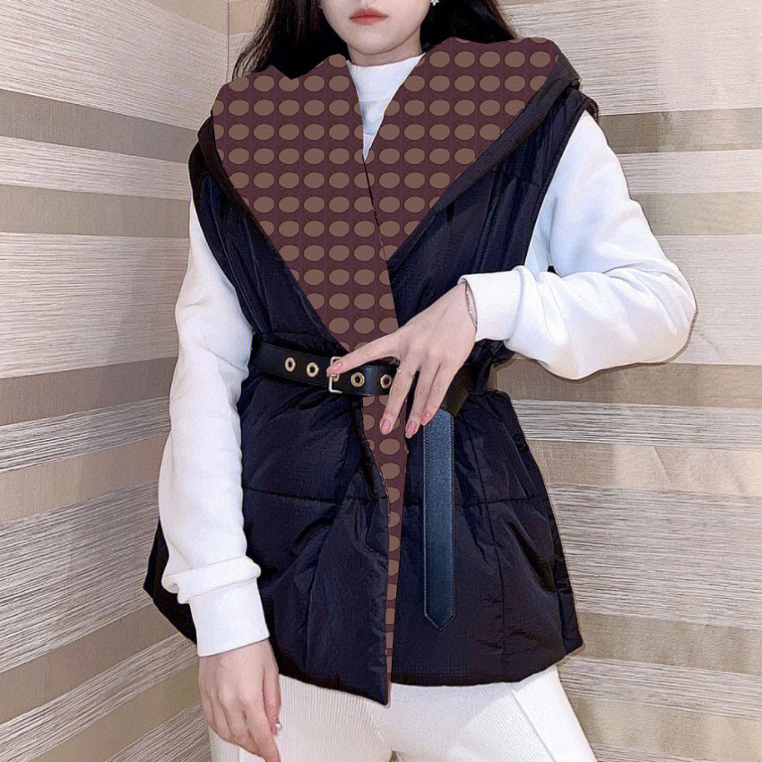 Fashion Womens Jackets Down Vest With Belt Designer Sleeveless Coats Insides Letter Print Outerwear, Black
Fashion Womens Jackets Down Vest With Belt Designer Sleeveless Coats Insides Letter Print Outerwear, Black