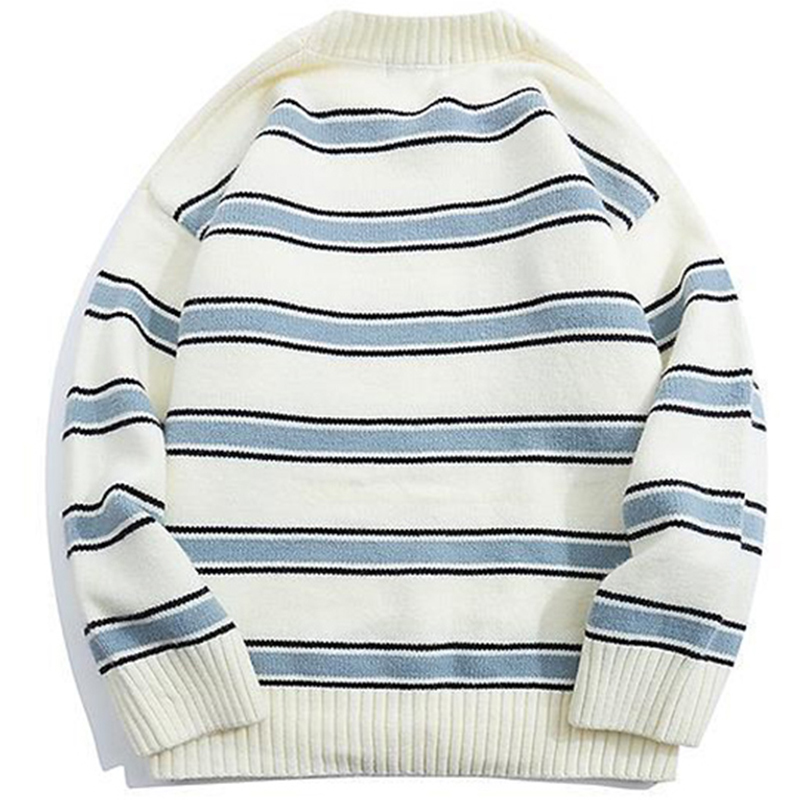 Men's Sweaters Striped Harajuku Oversized Sweater Autumn Japanese Style Round Neck Spliced Color Loose Couples Hip Hop Knitted Sweater 220906