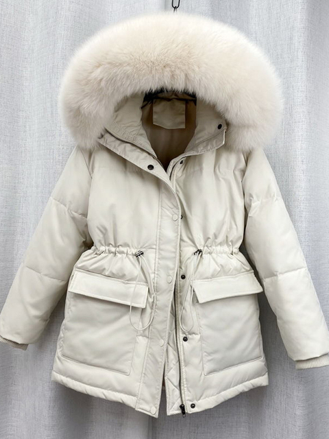 Women's Down Parkas Cotton Padded Fur Parka Big Fur Collar Down Winter Jacket Women Thick Warm Parkas Female Outerwear 220906