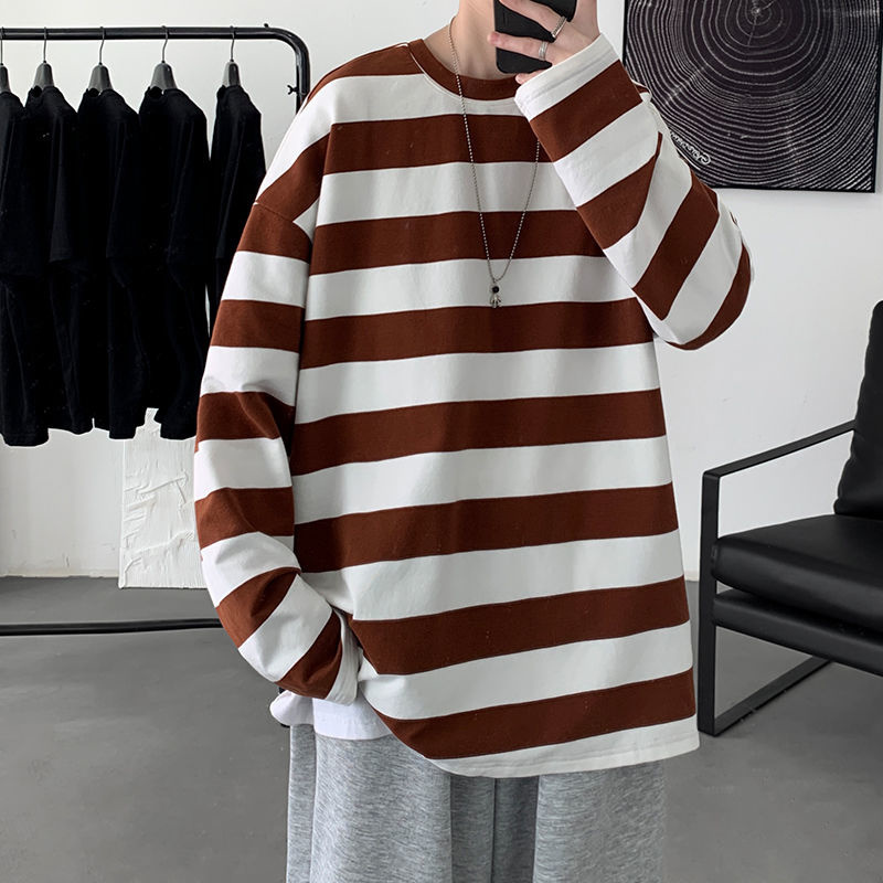 Men's T-Shirts Privathinker Harajuku Striped T shirts For Men Oversized Tees Man Casual Long Sleeve Tshirt Woman Loose Pullovers Tops 5XL 220906