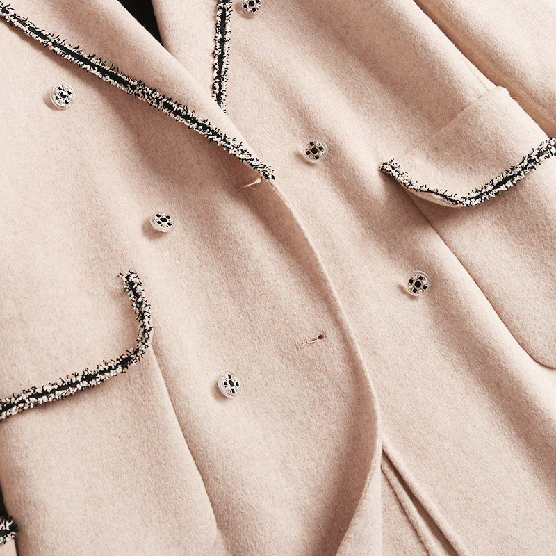 Women's Wool Blends Small fragrant double faced woolen coat women's winter Lapel double breasted wool coat 220906