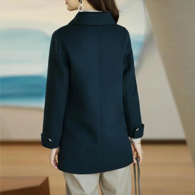Women's Wool Blends Autumn Winter Woolen Coat Women Loose Elegant Overcoat Fashion Add Cotton Outerwear Black Woolen Trench Coat Female 220906