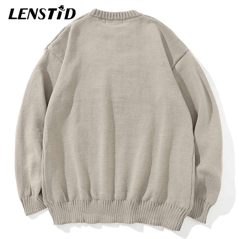Men's Sweaters LENSTID Men Hip Hop Knitted Jumper Sweaters Angel Lightning Printed Streetwear Harajuku Autumn Oversize Hipster Casual Pullovers 2