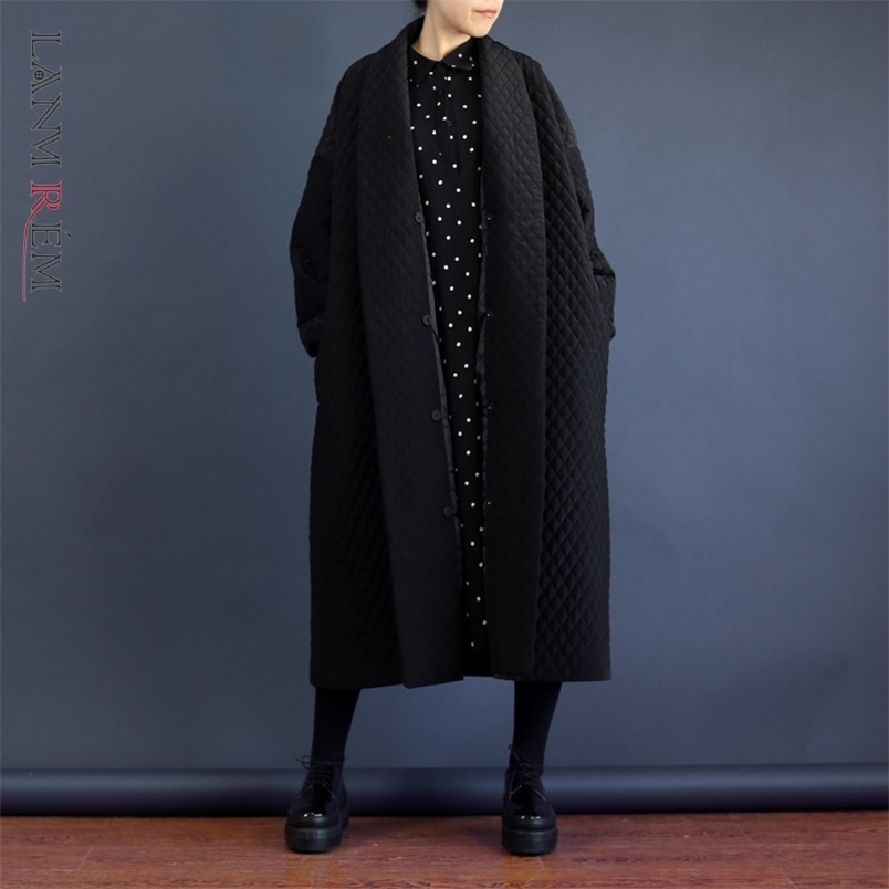 Women's Trench Coats LANMREM European Highest Quality Jacket Winter Women Oversized Loose Black Windbreaker Long Trench Coat In Stock WTH12 22090