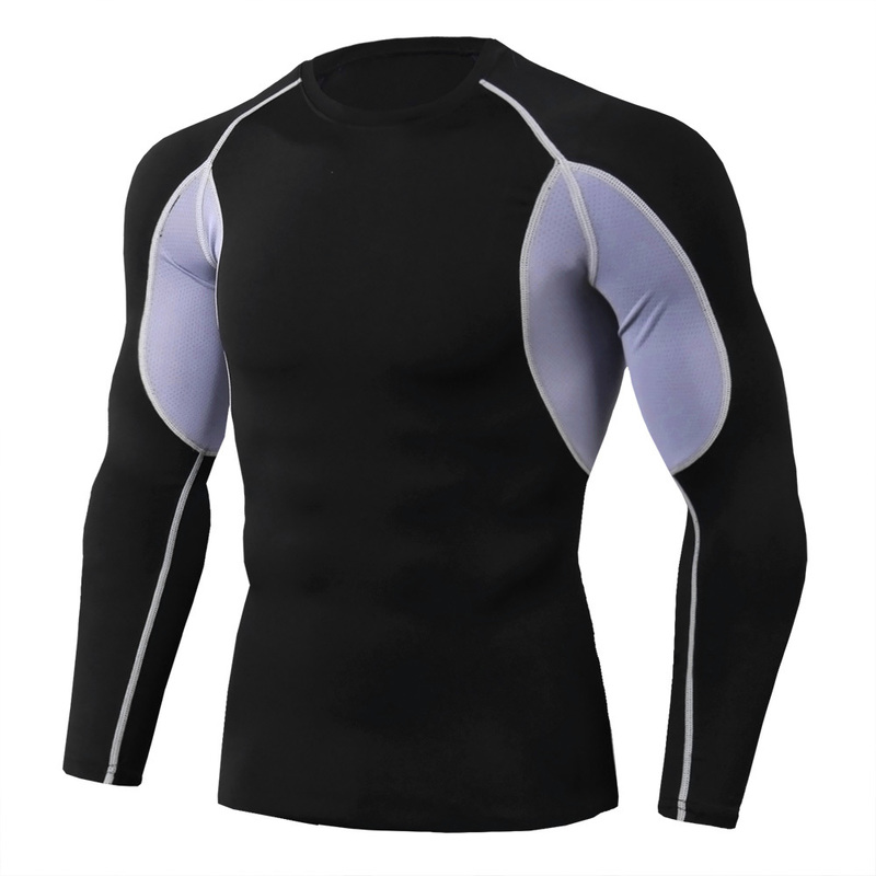 Men's T-Shirts Dry Fit Compression Shirt Men Rashgard Fitness Long Sleeves Running Shirt Men Gym T Shirt Football Jersey Sportswear Sport Tight 2