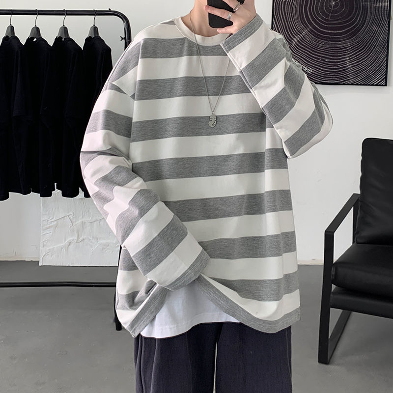 Men's T-Shirts Privathinker Harajuku Striped T shirts For Men Oversized Tees Man Casual Long Sleeve Tshirt Woman Loose Pullovers Tops 5XL 220906