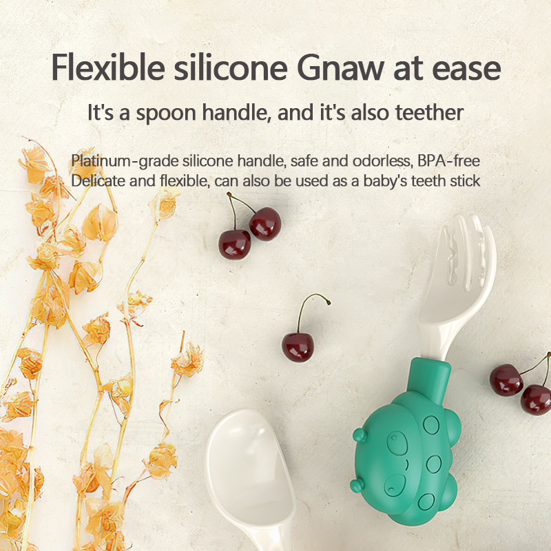 Cups Dishes Utensils 2pcs set Baby Set Food Grade Silicone Mini Fork Spoon Learn To Eat Training Bendable Soft Children Tableware 220906