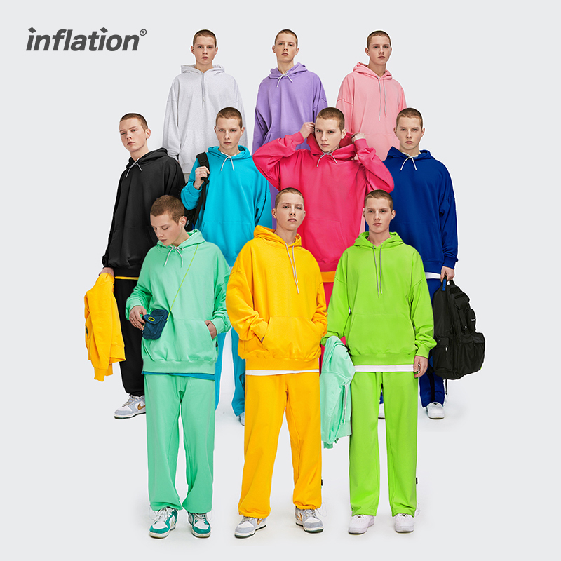 Men's Tracksuits INFLATION Oversized Hooded Tracksuit Men Streetwear Blank Hoodie Set Unisex Sweatpant Set Men Spring Leisure Jogging Suit 220905