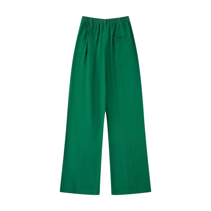 Womens Two Piece Pants WXWT Green Womens Sets Fashion Feathers Long Sleeve Straight Blazer And High Waist Wide Leg Long Pants Autumn BB22949 220906