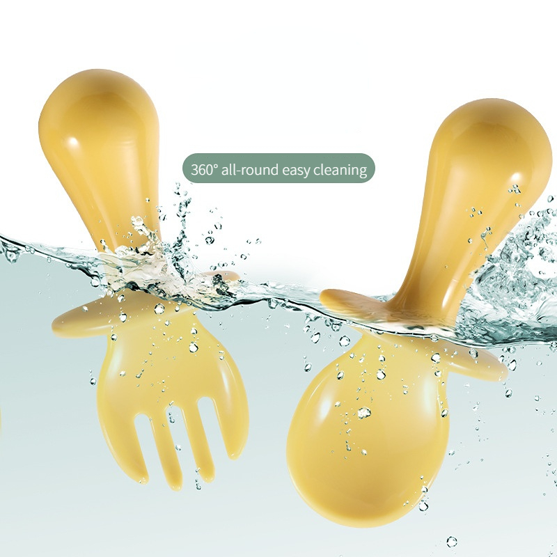Cups Dishes Utensils 2Pcs Set Mini Spoon Fork for Baby Solid Color Set Feeding Learn To Eat Infant Manipulative Ability Tableware 220906