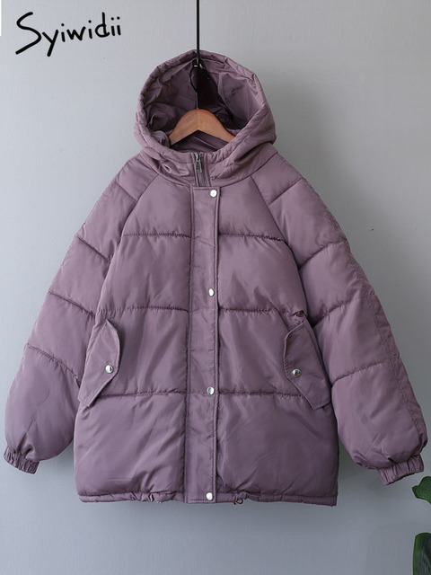 Women's Down Parkas Syiwidii Winter Coat Women Jacket Parkas Thick Autumn Black Oversized Purple Puffer Bubble Hooded Harajuku Clothes Loose 2209